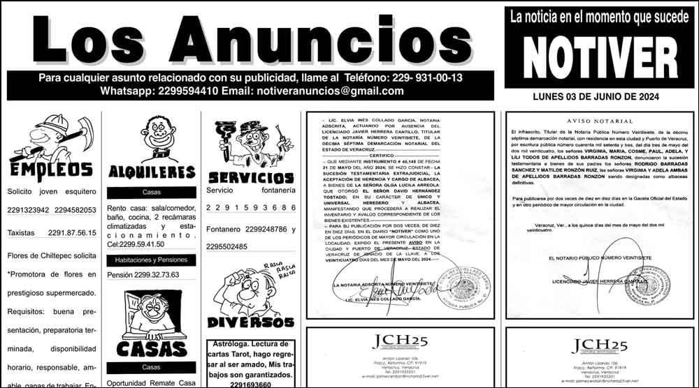 ...LOS ANUNCIOS, AVISOS Y DEMÁS! - LUNES, 3 DE JUNIO 2024