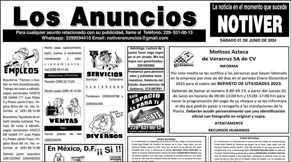 ...LOS ANUNCIOS, AVISOS Y DEMÁS! - SÁBADO, 1 DE JUNIO 2024