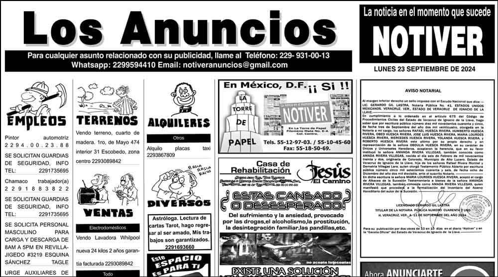 ...LOS ANUNCIOS, AVISOS Y DEMÁS! - LUNES, 23 DE SEPTIEMBRE 2024