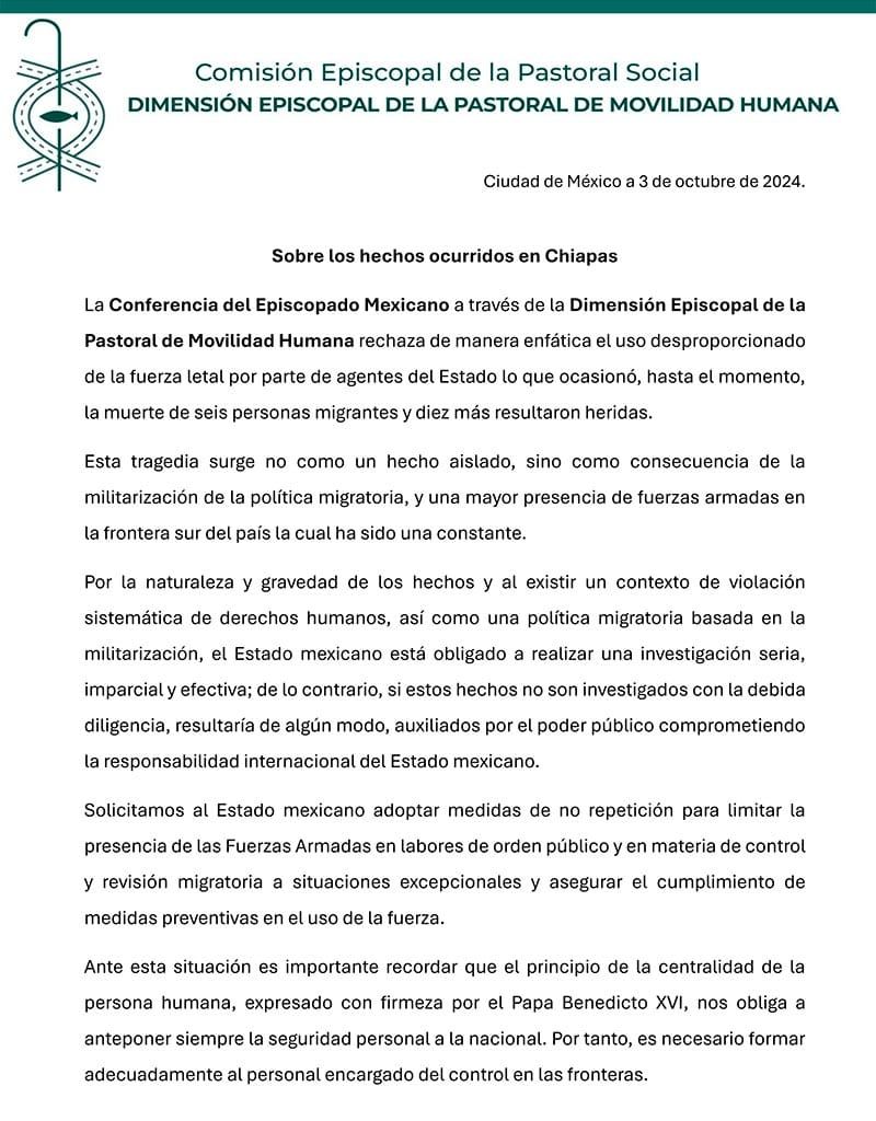 ¡PROTEJAN A  MIGRANTES! - IGLESIA CATÓLICA