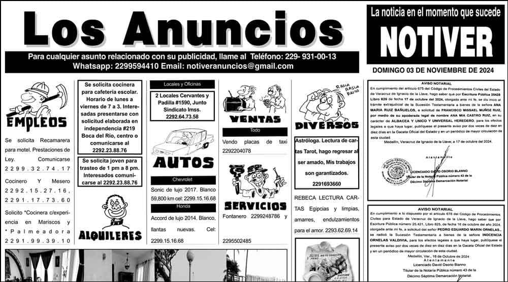 ...LOS ANUNCIOS, AVISOS Y DEMÁS! - DOMINGO, 3 DE NOVIEMBRE 2024