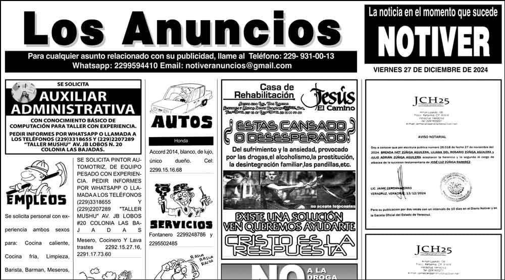 ...LOS ANUNCIOS, AVISOS Y DEMÁS! - VIERNES, 27 DE DICIEMBRE 2024