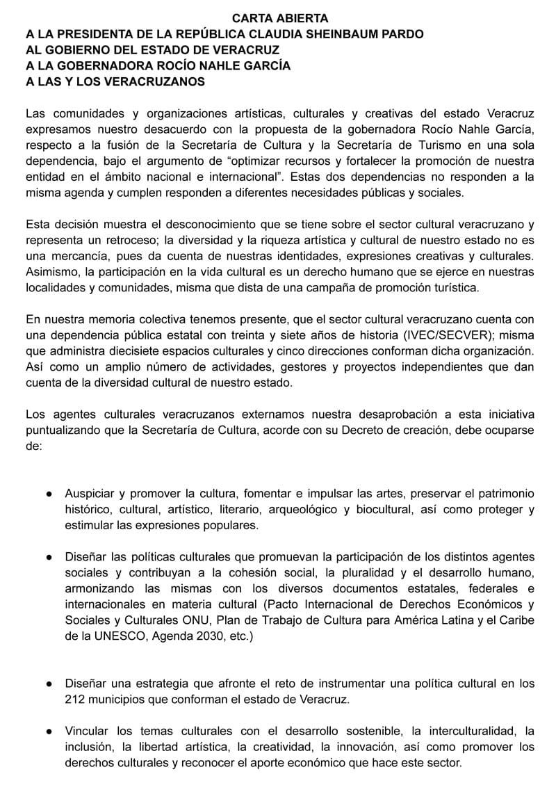 ¡NO LES GUSTÓ LA FUSIÓN DE CULTURA Y DE TURISMO! - SACAN HASTA CARTA