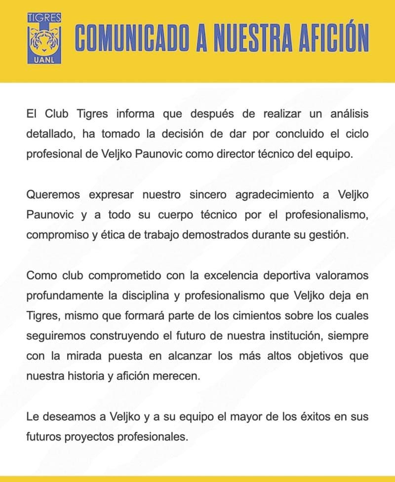 ¡VELJKO PAUNOVIC SALE DE TIGRES; GUIDO PIZARRO SERÁ DT!