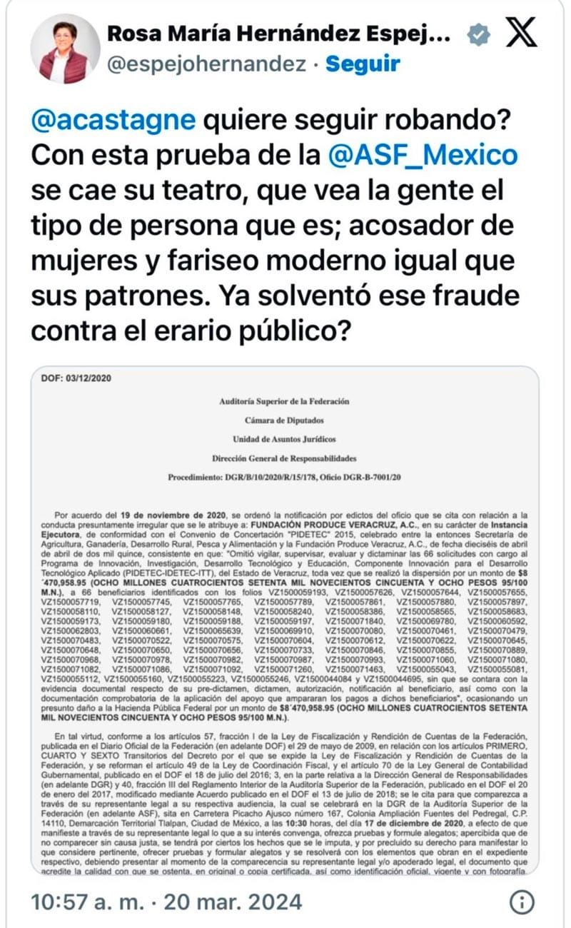 ¡CASTAGNÉ DEMANDA A ROSA!