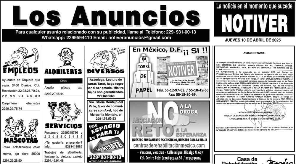 ...LOS ANUNCIOS, AVISOS Y DEMÁS! - JUEVES, 10 DE ABRIL 2025