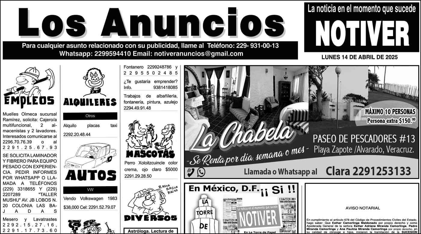 ...LOS ANUNCIOS, AVISOS Y DEMÁS! - LUNES, 14 DE ABRIL 2025
