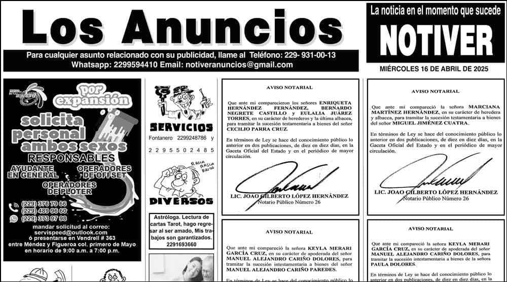 ...LOS ANUNCIOS, AVISOS Y DEMÁS! - MIÉRCOLES, 16 DE ABRIL 2025