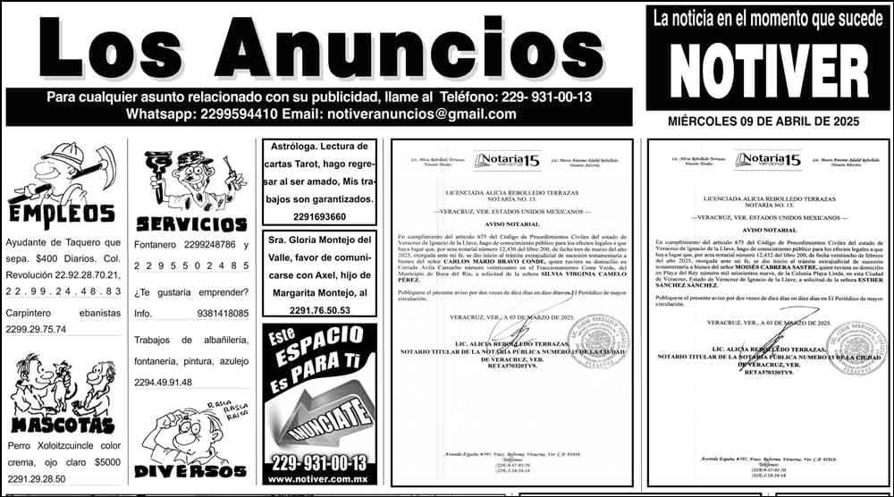 ...LOS ANUNCIOS, AVISOS Y DEMÁS! - MIÉRCOLES, 9 DE ABRIL 2025
