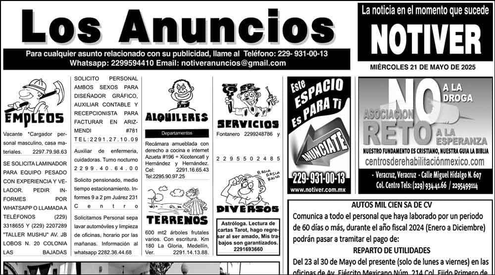 ...LOS ANUNCIOS, AVISOS Y DEMÁS! - MIÉRCOLES, 21 DE MAYO 2025