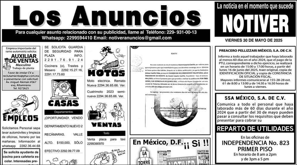...LOS ANUNCIOS, AVISOS Y DEMÁS! - VIERNES, 30 DE MAYO 2025