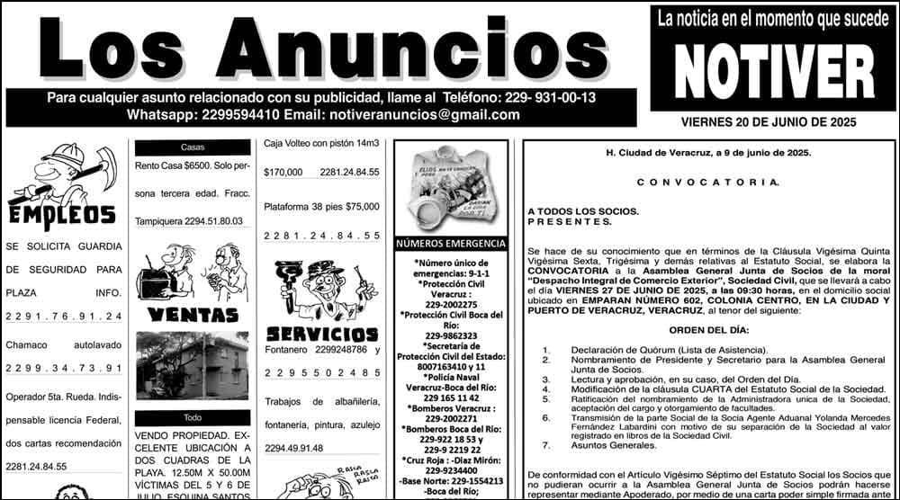 ...LOS ANUNCIOS, AVISOS Y DEMÁS! - VIERNES, 20 DE JUNIO 2025