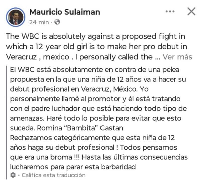 ¡MAURICIO SULAIMÁN NO DEJA QUE “BAMBITA” CASTÁN SUBA AL RING!