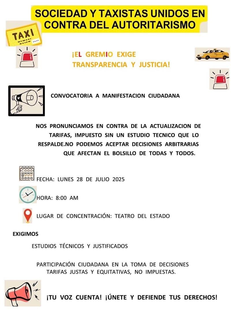 ¡MARCHA DE TAXISTAS! - *Cerrarán este lunes el centro de Xalapa
