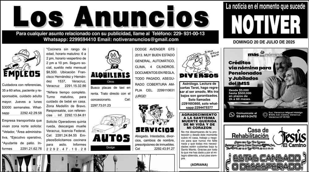 ...LOS ANUNCIOS, AVISOS Y DEMÁS! - DOMINGO, 20 DE JULIO 2025