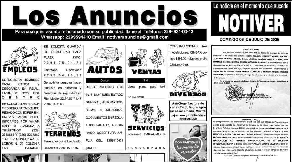 ...LOS ANUNCIOS, AVISOS Y DEMÁS! - DOMINGO, 6 DE JULIO 2025
