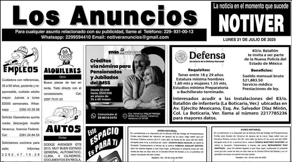 ...LOS ANUNCIOS, AVISOS Y DEMÁS! - LUNES, 21 DE JULIO 2025