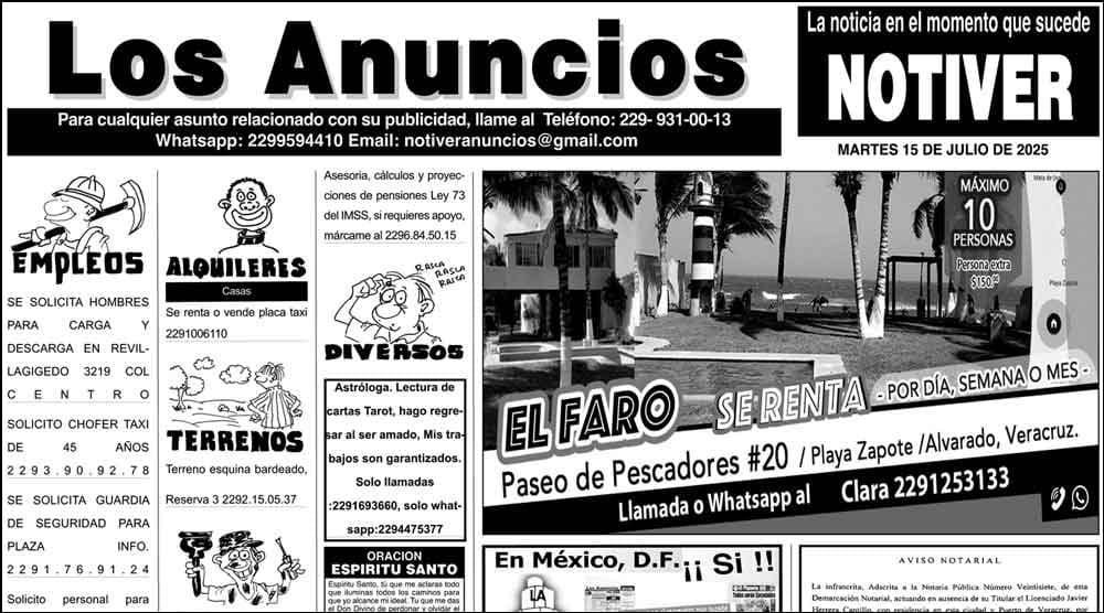 ...LOS ANUNCIOS, AVISOS Y DEMÁS! - MARTES, 15 DE JULIO 2025