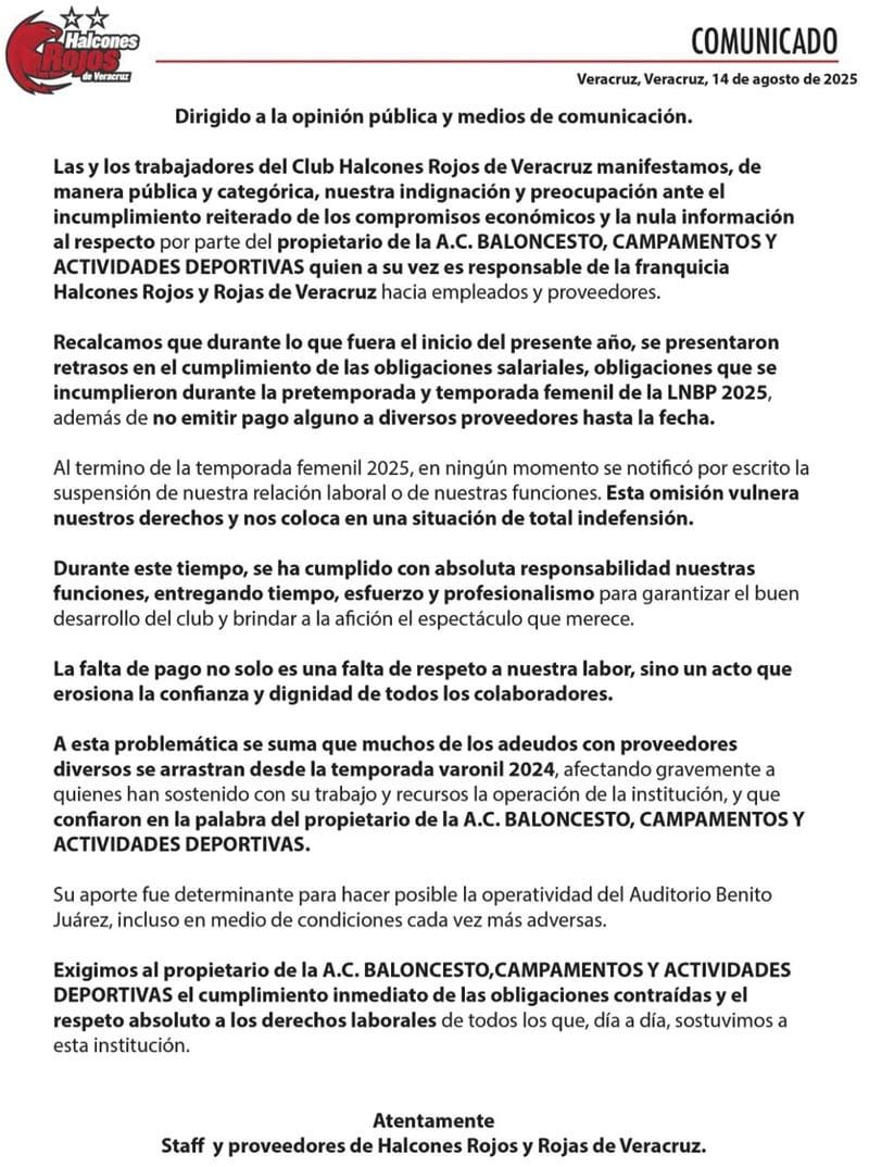 ¡EN LOS HALCONES ROJOS ¡TRUENAN! - *Abandono y grave crisis económica, trabajadores levantan la voz