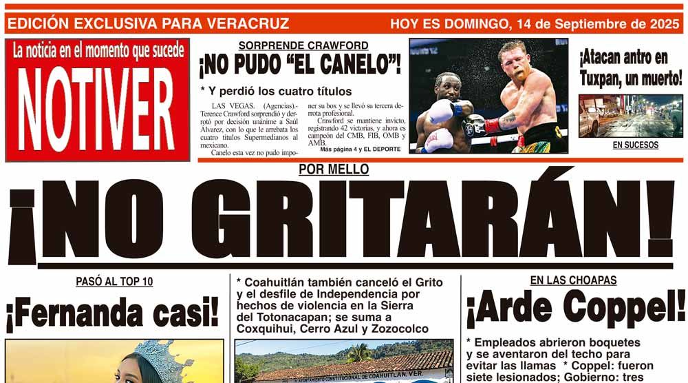 LA PORTADA - DOMINGO 14 DE SEPTIEMBRE 2025