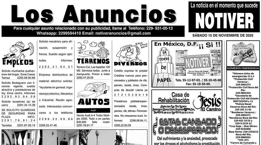 ...LOS ANUNCIOS, AVISOS Y DEMÁS! - SÁBADO, 15 DE NOVIEMBRE 2025