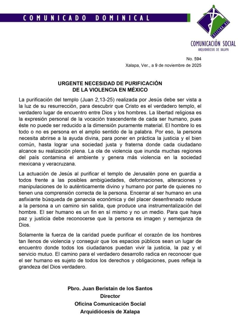 ¡NO QUIEREN VIOLENCIA! - IGLESIA CATÓLICA