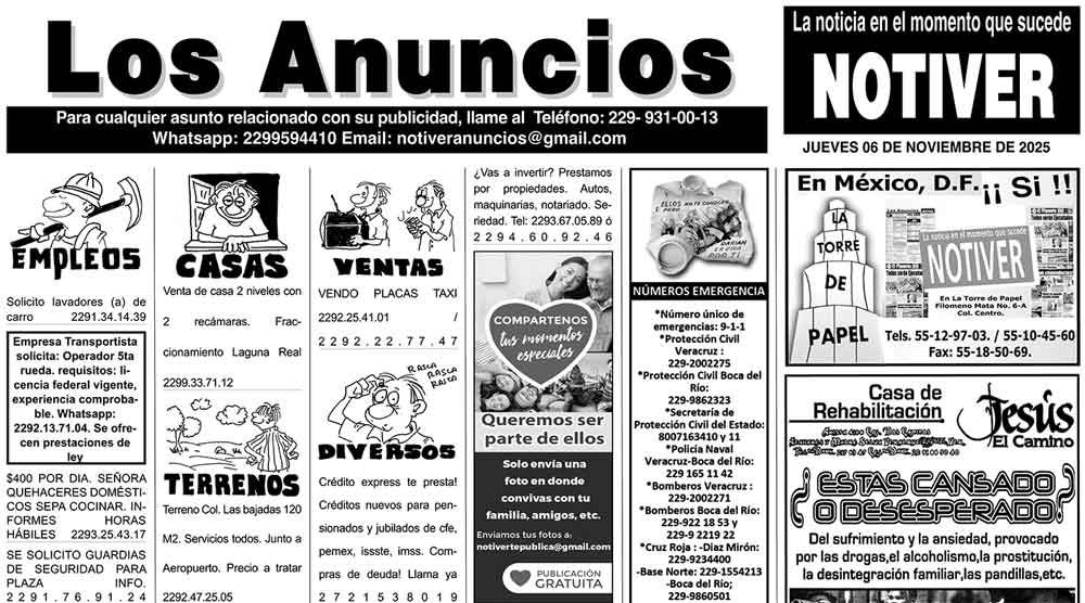 ...LOS ANUNCIOS, AVISOS Y DEMÁS! - JUEVES, 6 DE NOVIEMBRE 2025