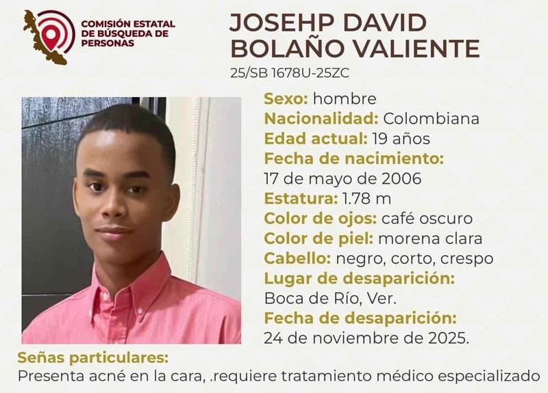 ¡VUELVE A DESAPARECER JOVEN COLOMBIANO!