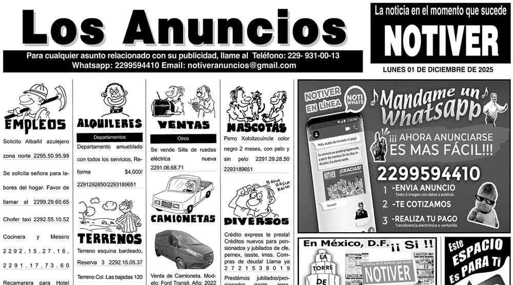 ...LOS ANUNCIOS, AVISOS Y DEMÁS! - LUNES, 1 DE DICIEMBRE 2025