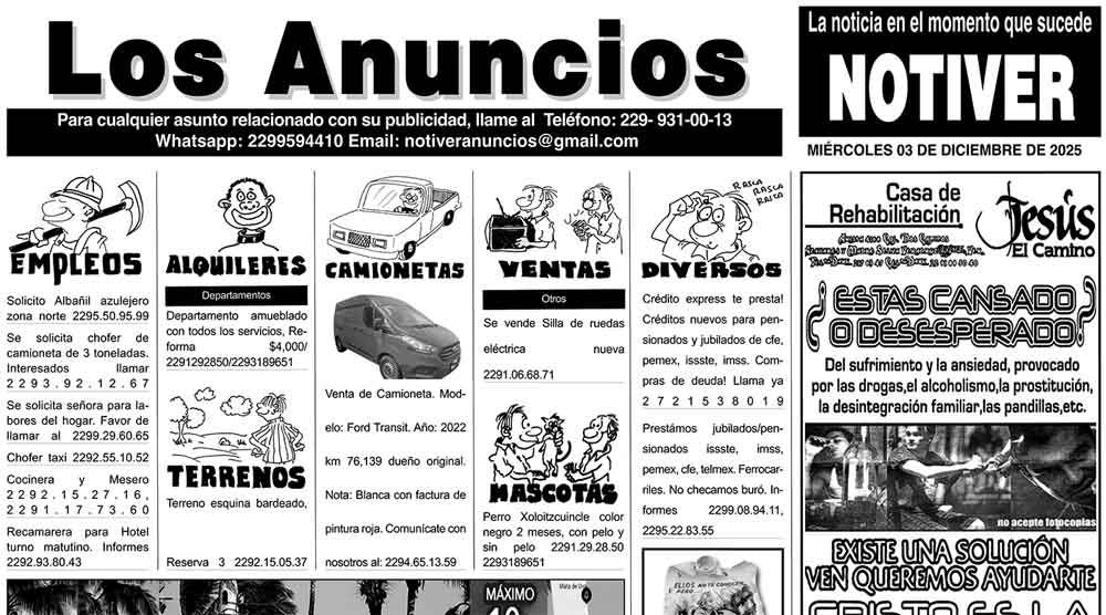 ...LOS ANUNCIOS, AVISOS Y DEMÁS! - MIÉRCOLES, 3 DE DICIEMBRE 2025