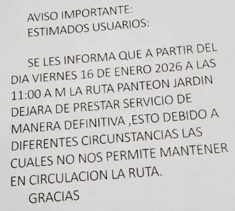 ¡DESAPARECE LA RUTA PANTEÓN JARDÍN! - *A caminar, hasta Cuauhtémoc y Díaz Mirón