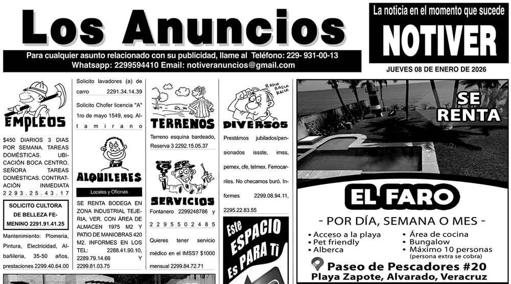 ...LOS ANUNCIOS, AVISOS Y DEMÁS! - JUEVES, 08 DE ENERO 2026