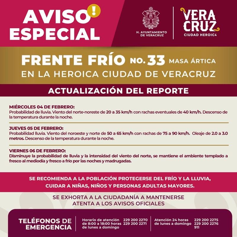 ¡OTRO NORTE  TRAE EL FRENTE FRÍO 33! - *Y heladas en zonas montañosas