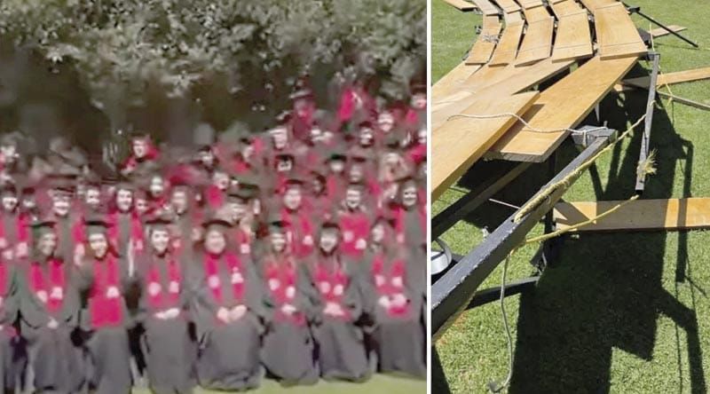 ¡COLAPSAN GRADAS DURANTE LA FOTO DE GRADUACIÓN DE LA IBERO!