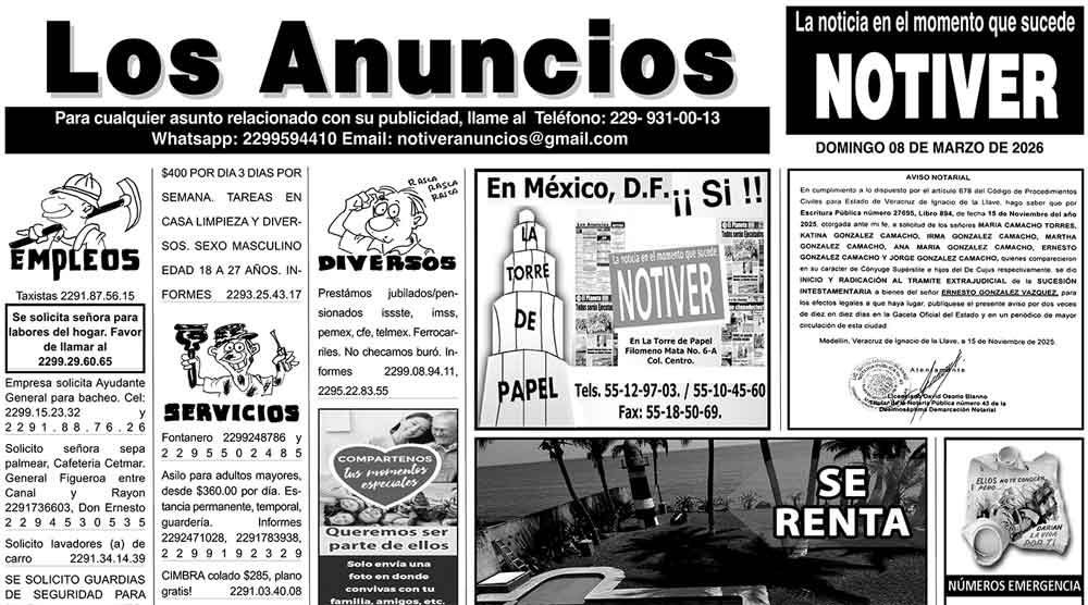 ...LOS ANUNCIOS, AVISOS Y DEMÁS! - DOMINGO, 08 DE MARZO 2026