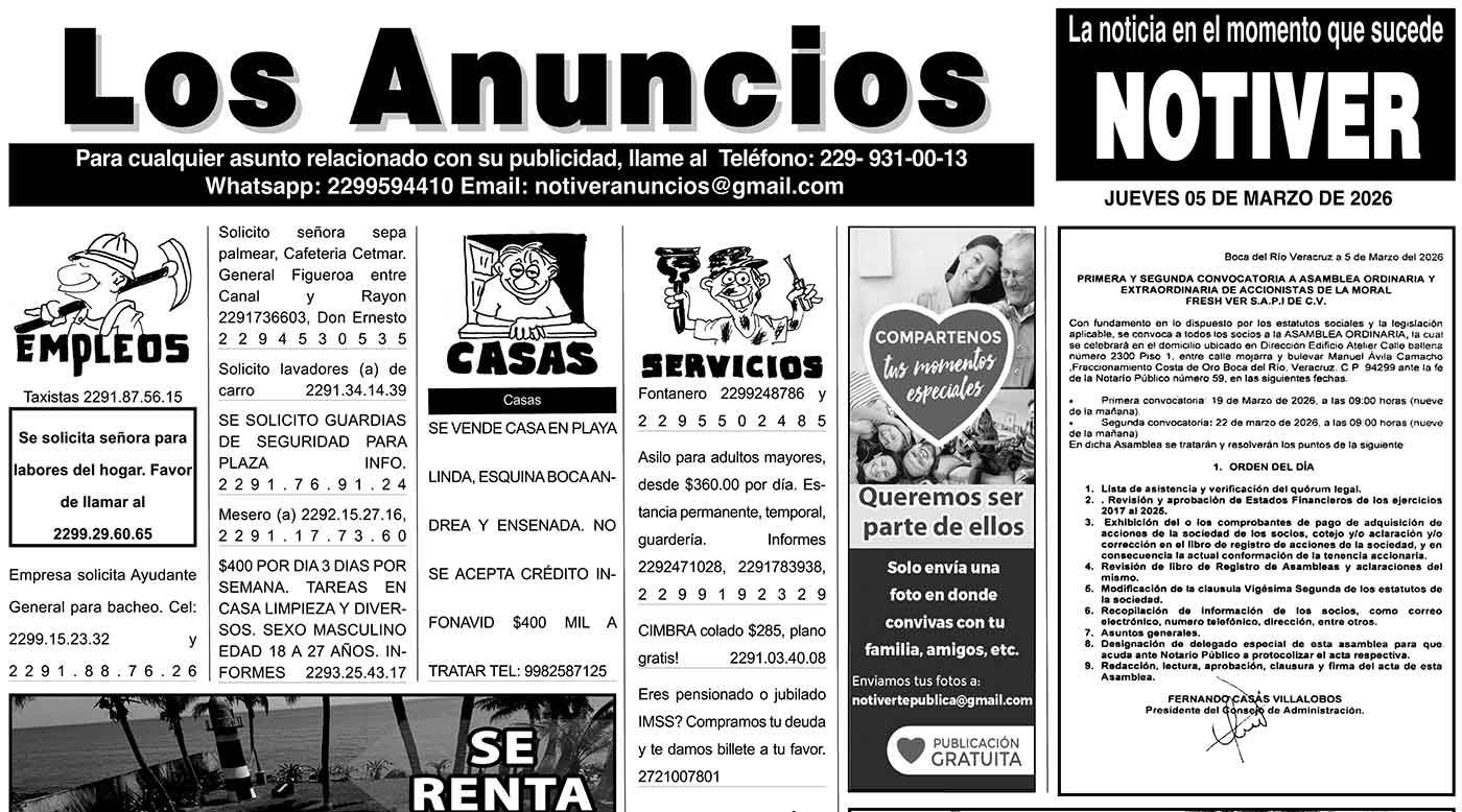 ...LOS ANUNCIOS, AVISOS Y DEMÁS! - JUEVES, 5 DE MARZO 2026