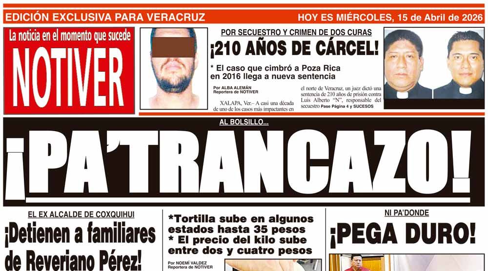 LA PORTADA - MIÉRCOLES 15 DE ABRIL 2026