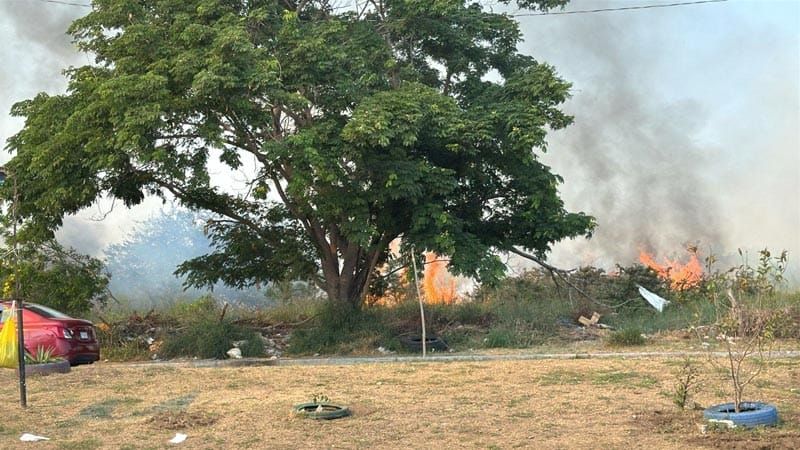 ¡SE LES QUEMA EL PASTIZAL EN GEO VILLAS DEL PUERTO!