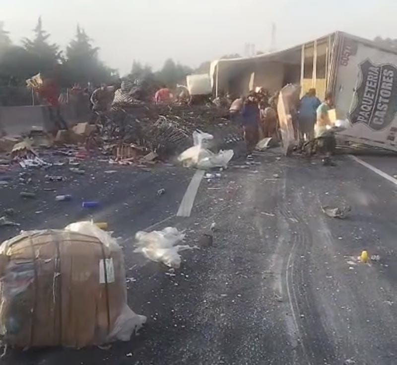 ¡VOLCÓ CAMIÓN DE CASTORES EN EL FRESNO!