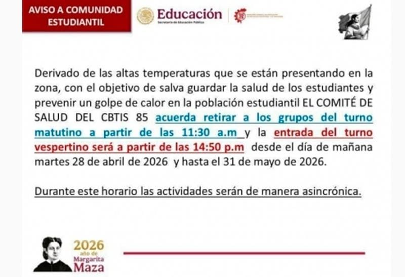 ¡RECORTAN HORARIOS! - POR CALORÓN