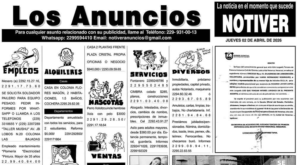 ...LOS ANUNCIOS, AVISOS Y DEMÁS! - JUEVES, 2 DE ABRIL 2026