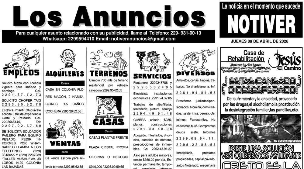 ...LOS ANUNCIOS, AVISOS Y DEMÁS! - JUEVES, 9 DE ABRIL 2026