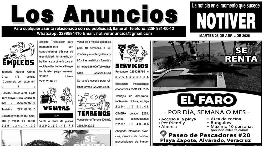 ...LOS ANUNCIOS, AVISOS Y DEMÁS! - MARTES, 28 DE ABRIL 2026