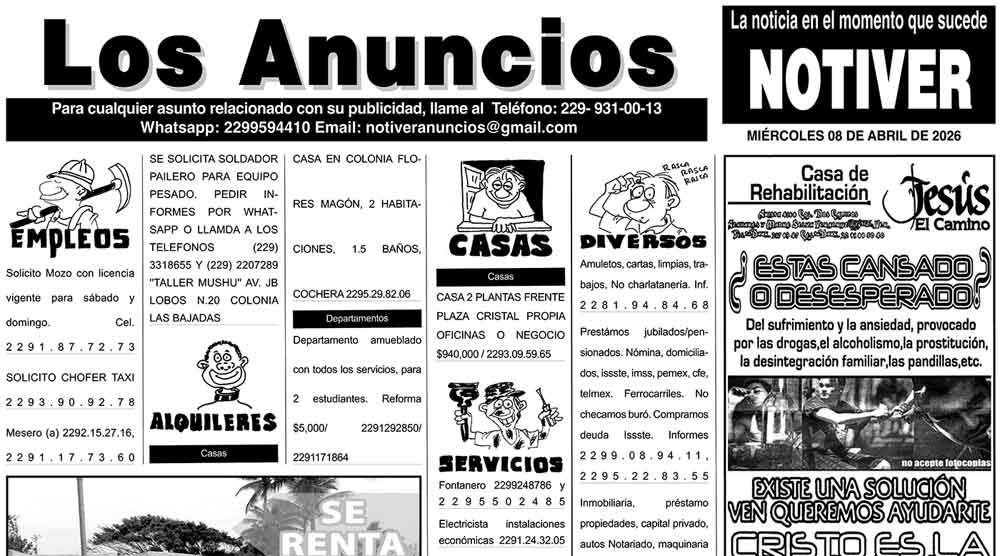 ...LOS ANUNCIOS, AVISOS Y DEMÁS! - MIÉRCOLES, 8 DE ABRIL 2026