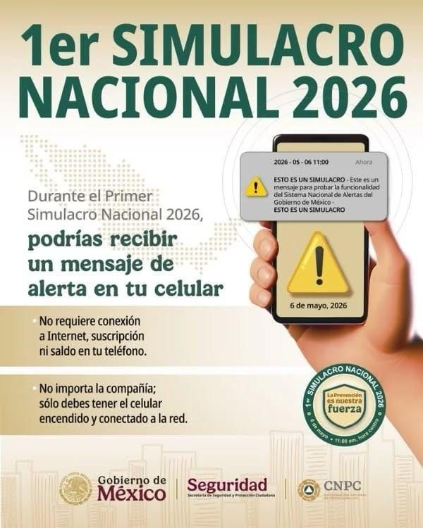 ¡1er SIMULACRO NACIONAL! * LLEGARÁ ALERTA A CELULARES