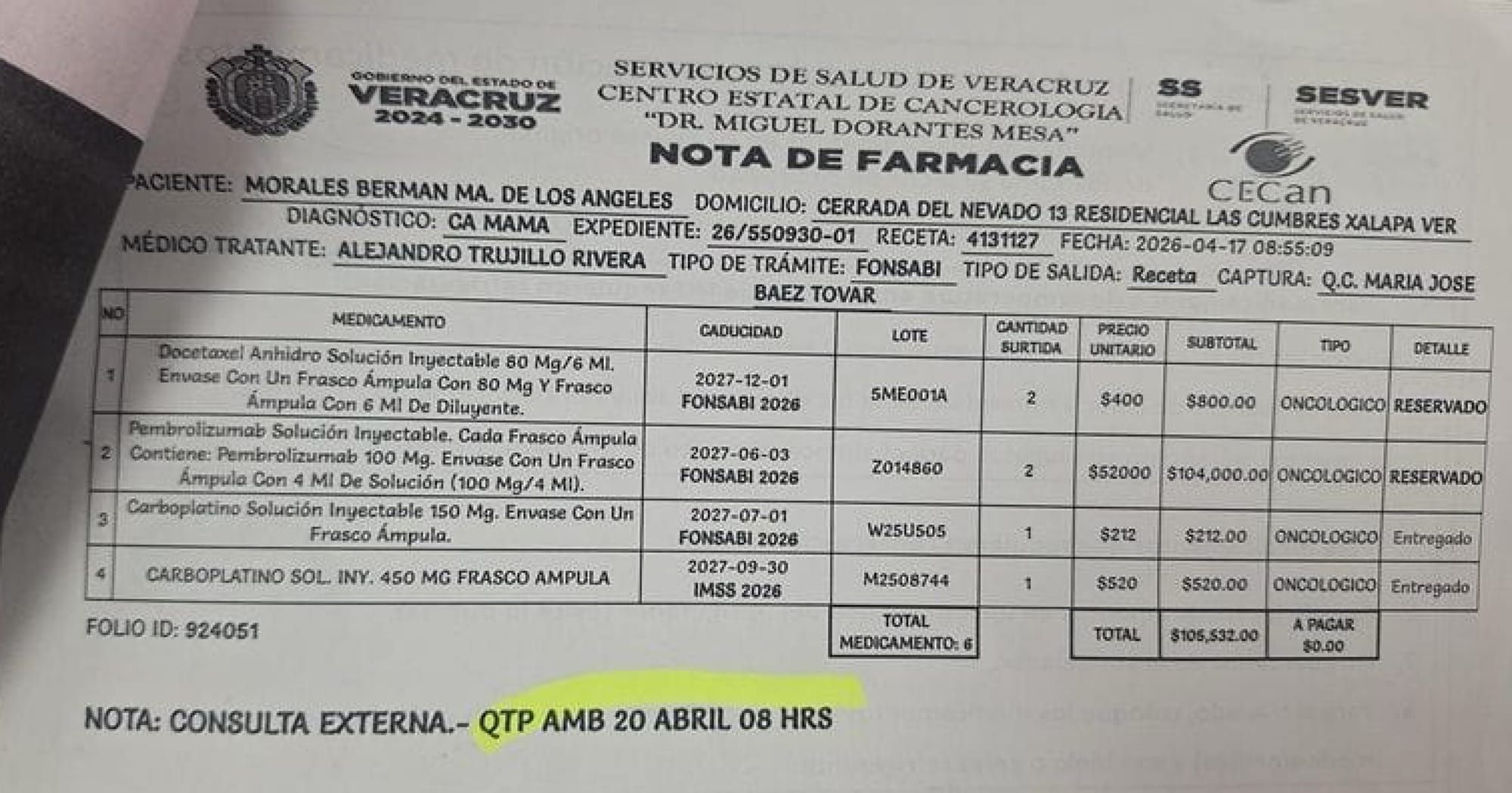 NOS DICEN QUE NO HAY - *Pacientes sin recetas surtidas en el CECAN