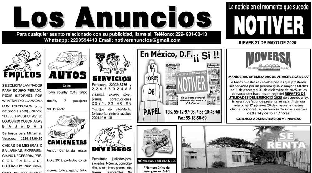 ...LOS ANUNCIOS, AVISOS Y DEMÁS! - JUEVES, 21 DE MAYO 2026