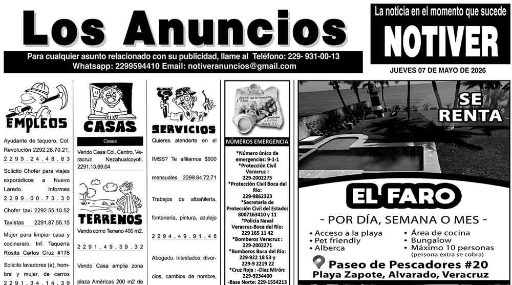 ...LOS ANUNCIOS, AVISOS Y DEMÁS! - JUEVES, 7 DE MAYO 2026