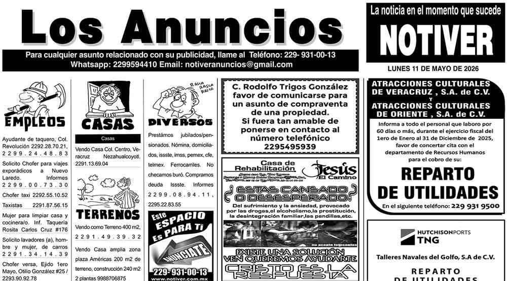 ...LOS ANUNCIOS, AVISOS Y DEMÁS! - LUNES, 11 DE MAYO 2026