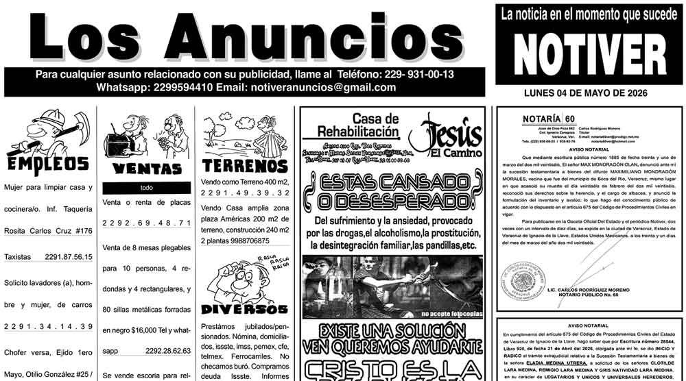 ...LOS ANUNCIOS, AVISOS Y DEMÁS! - LUNES, 4 DE MAYO 2026